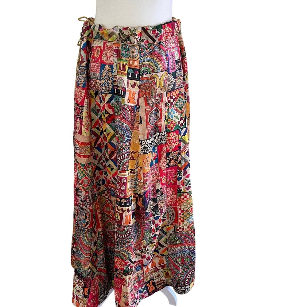 Patchwork Maxi Skirt Full Multicolor Funky Tie Cl… - image 3